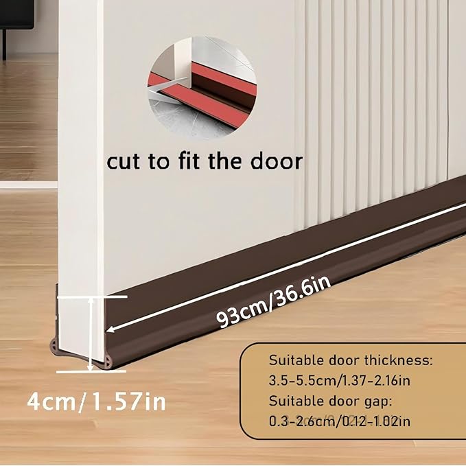 36” Under Door Draft, Door Draught Excluder for Bottom of Doors, PVC Door Seal for Protection from Sound, Cold, Moisture and Insects, (Brown)