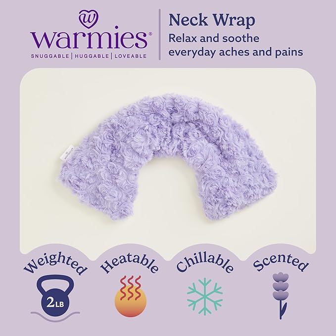 warmies Microwavable Neck & Shoulder Wrap - Heating & Cooling Plush Pad for Calming Relaxation - Weighted & Heated Neck Warmer with Scented Lavender - Microwave Heat Pad for Aches & Pain - Purple