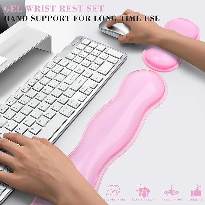 ABRONDA Gel Wrist Rest for Keyboard and Mouse, Wrist Rest for Keyboard, Mouse Wrist Support, Pain Relief, Cool Touch, Non-Skid, Keyboard Wrist pad