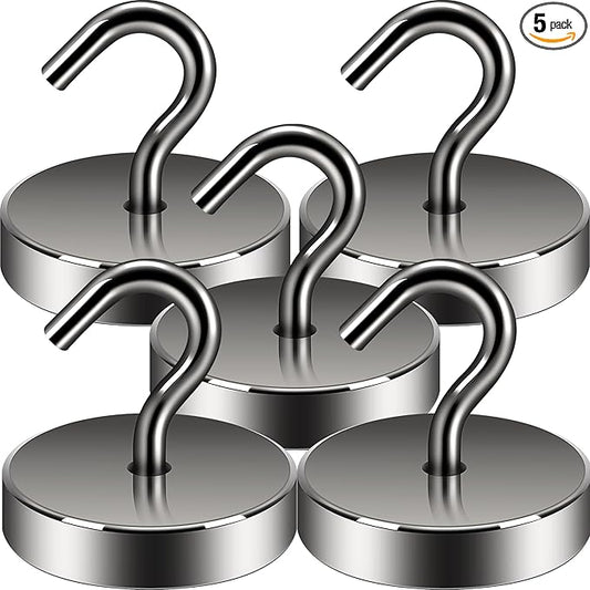 Neosmuk Magnetic Hooks, Cruise Ship Essentials, 100lb+ Heavy Duty Magnetic Hooks for Cruise Cabins, Refrigerator, Grill, Hanging, and Travel | Extra Strong Must-Haves Magnet Hook,Gunmetal, 5 Pack