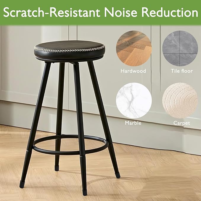 EASYEAH 1" (25mm) Round Chair Leg Floor Protectors, Black Rubber Chair Leg Caps, Non-Slip Patio Furniture Feet Caps, PVC Chair Feet Covers for Hardwood Floors, Tables & Patio Furniture, 4pcs
