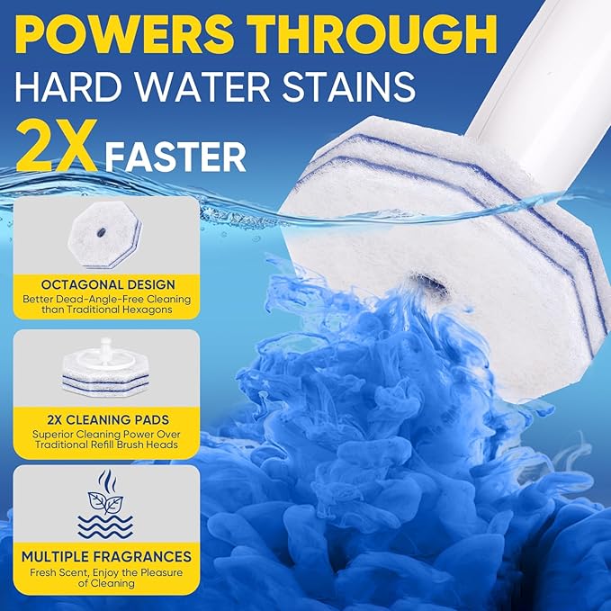 30Ct Aromative Toilet Brush Refills, Toilet Bowl Cleaner Refills, Double-Layer Cleaning Pads Added, Disposable Refill Heads for Toilet Bowl Cleaner Wands, 6 Flavors（Patented）
