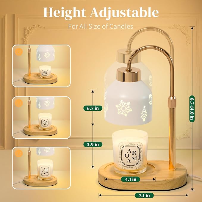 Seniny Christmas Candle Warmer Lamp with Timer, Adjustable Height Dimmable Lamp Candle Warmer for Jar Candles, Electric Warming Light, Home Decor Flameless Wax Melter Lamps, Birthday Gifts for Women