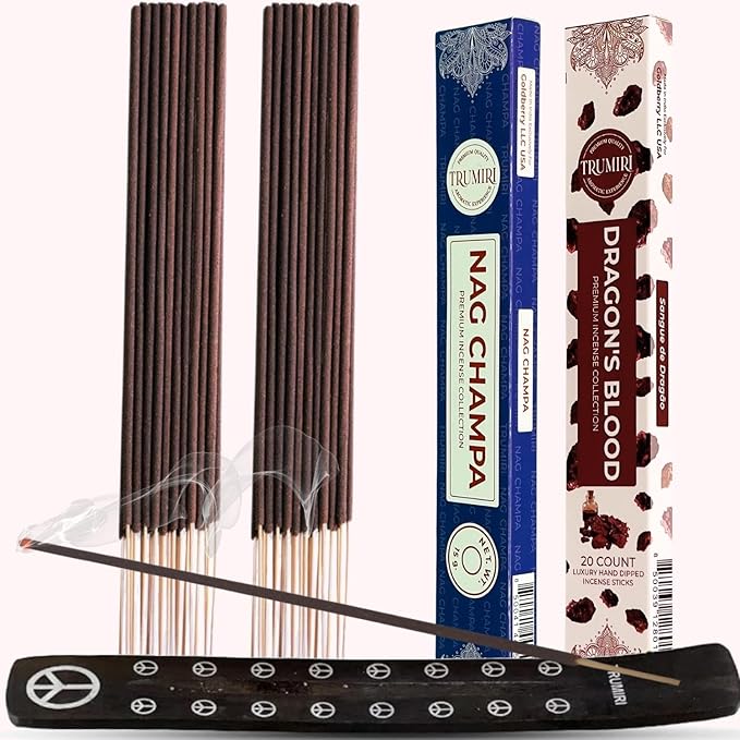 Trumiri Incense Sticks - Combo Pack of 35 Insence-Sticks - 15 Nag Champa + 20 Dragons Blood - Insenses - Insents - Incents - Inscense - Incence - Incienso - All Natural Incense Sticks