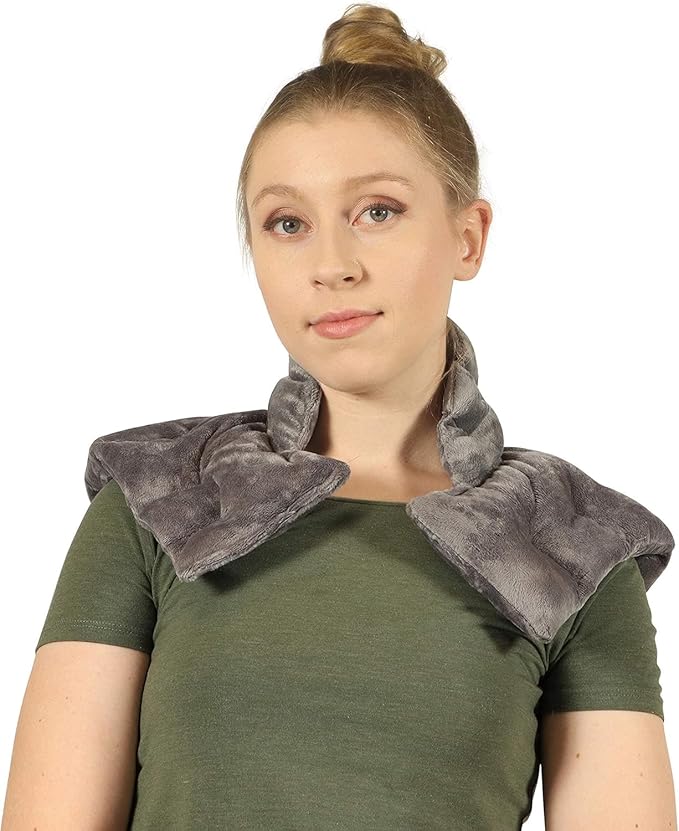 Mars Wellness Heated microwavable Neck and Shoulder Wrap - Herbal Hot/Cold Deep Penetrating Weighted Herbal Aromatherapy Shoulder and Neck Therapy Wrap - Made in The USA (Charcoal) - 2 Pack