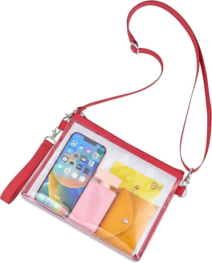 Bagenius Clear Bag for Stadium Events, Clear Purse with Detachable Strap, Sports fan Handbag Purses for Game Day and Concert