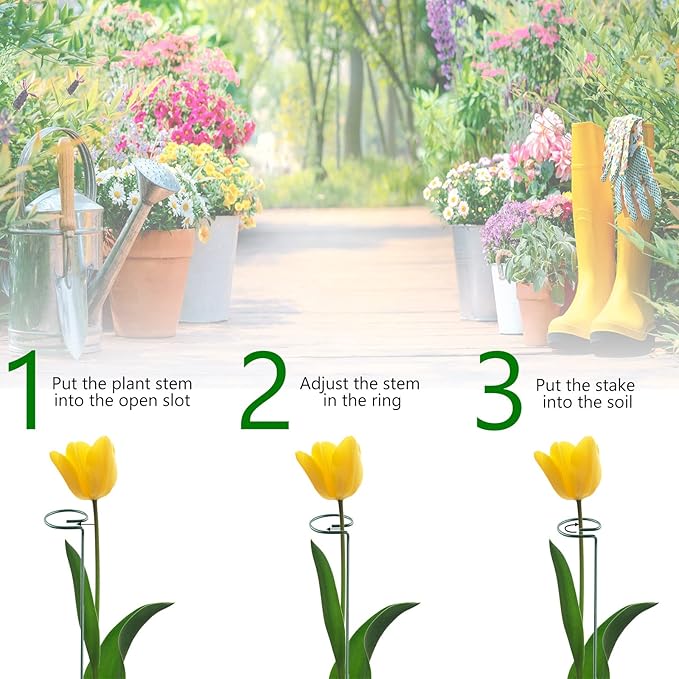 36 Inch 20 Packs Plant Support Stake Garden Single Stemmed Plant Support Hoops Plant Prop for Flowers Orchid Tomatoes Peony Lily Rose Gladiolus (36 inch)