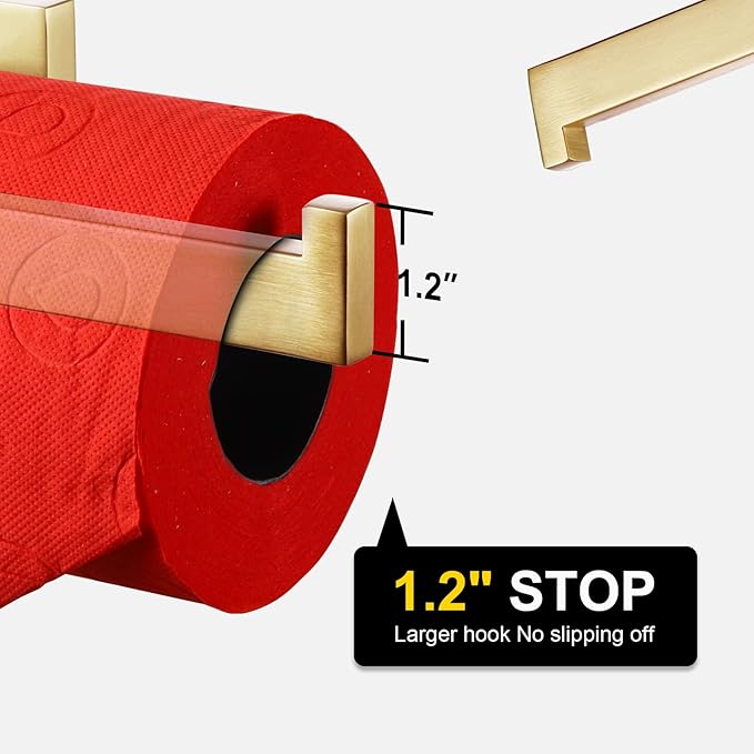 KOKOSIRI Gold Toilet Paper Holder Toilet Roll Holder for Bathroom Kitchen Washroom T-304 Stainless Steel Wall Mounted, 2 Pack, B2003BG-P2