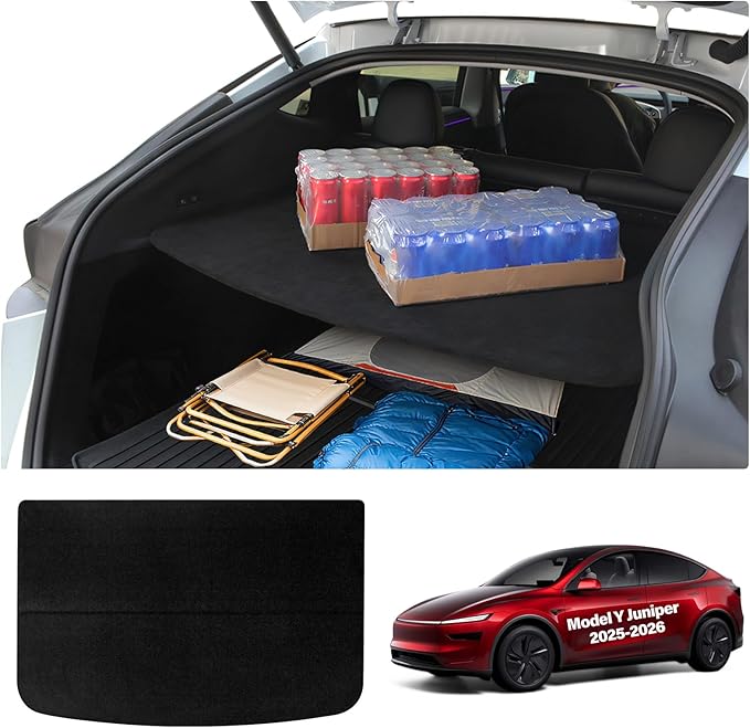 cybtkcar for Tesla Trunk Cargo Cover Model Y Juniper 2025 2026 Trunk Storage Board Model Y Accessories Storage Dividers Layered Partition Board Shield Shade Anti-Spy Luggage Privacy