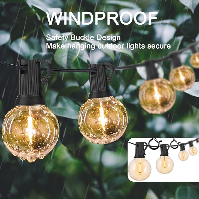 ADIIL 40 PCS Q Hanger Hooks with Safety Buckle, Windproof Screw Hooks for Hanging Outdoor String Lights, Plants, Christmas Patio Lights, 2.2 Inches, Black