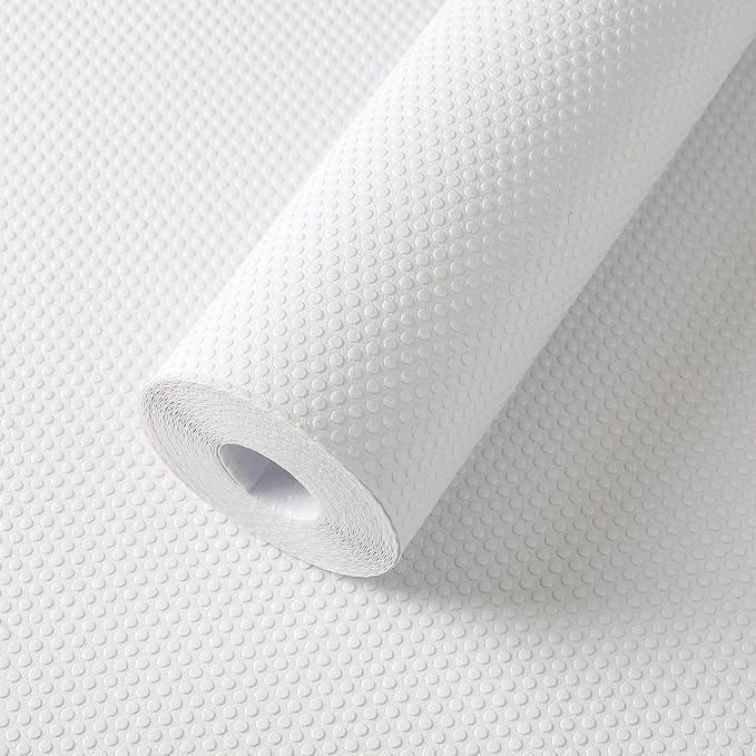 FLPMIX White Shelf Liner for Kitchen Cabinets 12 inch Wide - Easy to Cut Drawer Mat 12" x 120 Inch - Waterproof Non-Adhesive Pantry Cabinet Liner