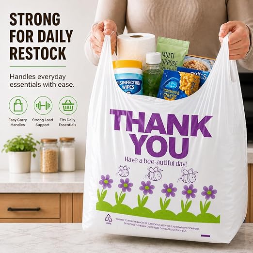 YoYoRain 800 Pack Purple T-Shirt Bags, 11"x6"x21" Plastic Carry Bags with Handles for Retail & Grocery Use