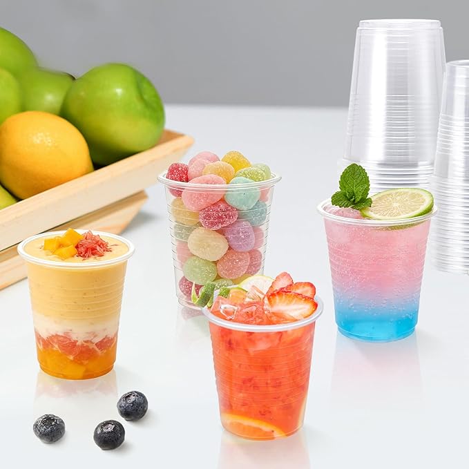 Lamosi 100 Pack 5 oz Plastic Cups, Disposable Party Cups, Small Drinking cup for Bathroom, Party, Wedding, Travel, BBQ, Picnic, Event