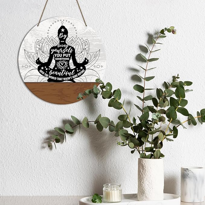Meditation Room Decor Sign, Yoga Studio Wall Decoration Home Gym Spiritual Room Zen Den Hanging Decor Sign, Please Do Not Disturb Sign, Gifts for Yoga Instructor Lover, By Being Yourself