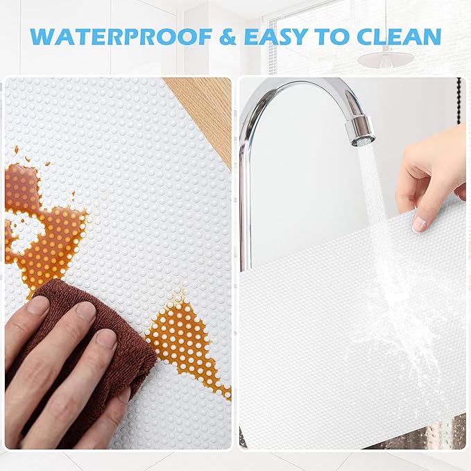 MooiFun Drawer Liners, Waterproof Shelf Liner, Anti-Slip Non-Adhesive BPA Free Kitchen Cupboard Cabinet Liner Refrigerator Fridge Mats Sink Protector Strong Durable for Home (White/11.8in x 20Ft)