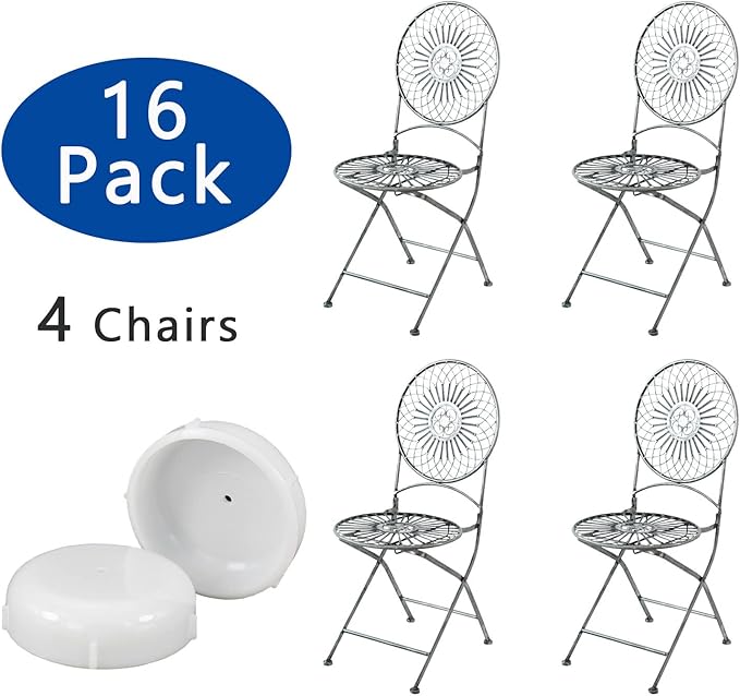 16 Pack 1.5" Wrought Iron Patio Furniture Glides Outdoor Chair Leg Floor Protectors-White…