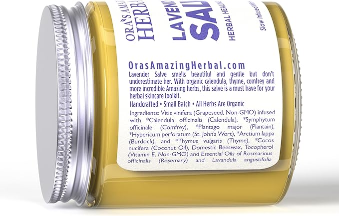 Ora's Amazing Herbal, Lavender Salve Balm, Drawing Salve with Lavender Essential Oil, Natural Skin Moisturizers, Repair Ointment for Irritated Skin, Aromatherapy for Relaxation Massage 4 oz