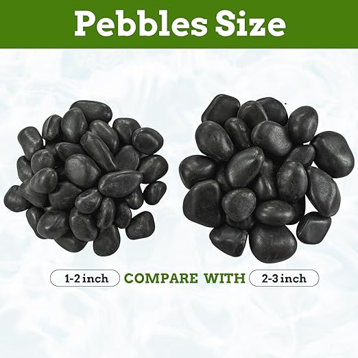 1-2 Inch Black Pebbles for Plants, 5 lbs River Rocks Decorative Black Stones, Ideal for Fish Tank, Vases, Crafting, Home Decor and Garden Landscaping Rocks