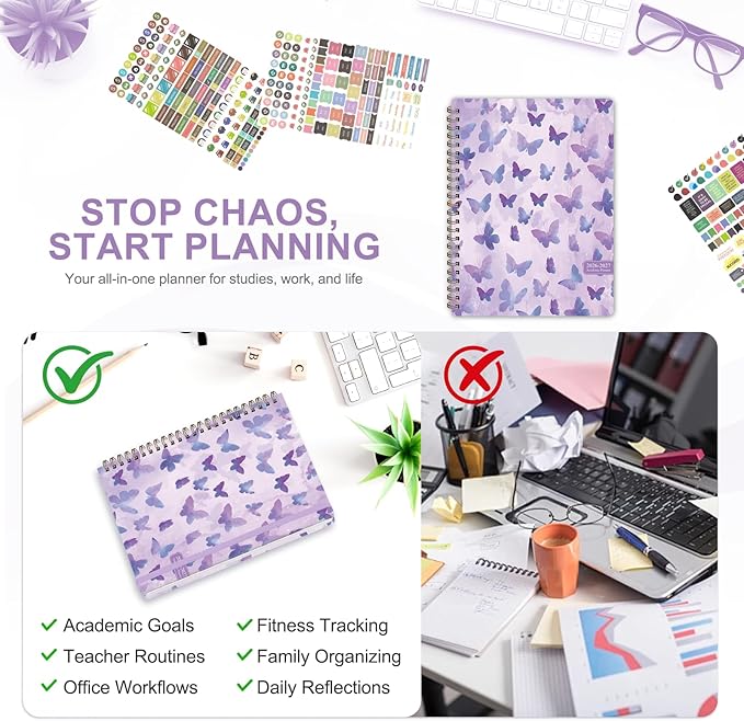 Planner 2026-2027, Weekly and Monthly Academic Planner, July 2026 - June 2027, Hardcover Calendar Agenda Book for School Year Planning, School Supplies for Teacher and Student, A5(6.3'' x 8.5'')