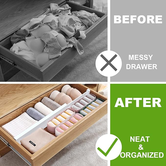 ANTOWIN Bamboo Drawer Dividers Organizers, Expandable Drawer Separators Splitter, 17-22 inches Long Adjustable Spring-loaded Organizer for Large Utensil, Clothes, Tools Drawers (White)