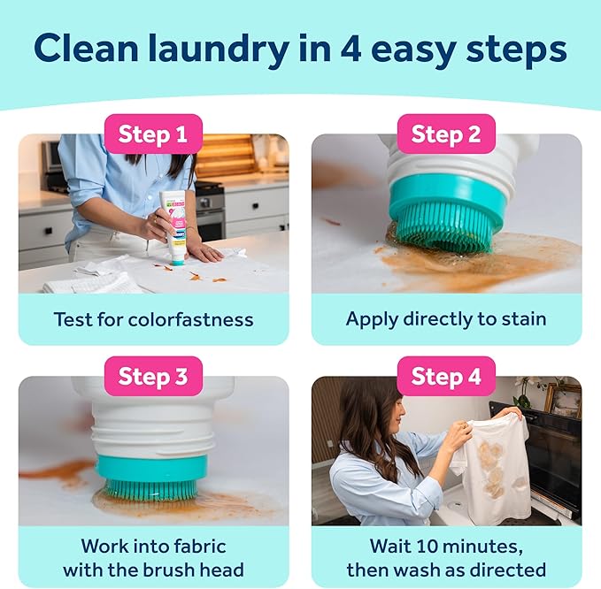 Carbona Laundry Stain Scrubber & Remover (8.4 Fl Oz), Extra-Strength Bio-Enzyme Formula, Brush-Top Applicator for Fiber-Deep Clean, Fast & Easy