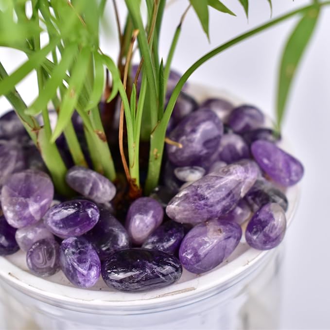 Polished Amethyst Crystals - 0.5" 10 oz Handpicked Natural Tumbled Gemstones Rocks, Pebbles for Reiki, Chakra, Healing Home Decor