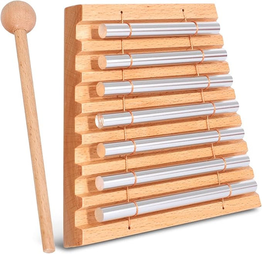 LIEKE 7 Tone Hand Chime Instrument Meditation Chime Mindfulness Bell with Nice Tone For Yoga Meditation Sound Healing Teachers' Classroom Management Tool