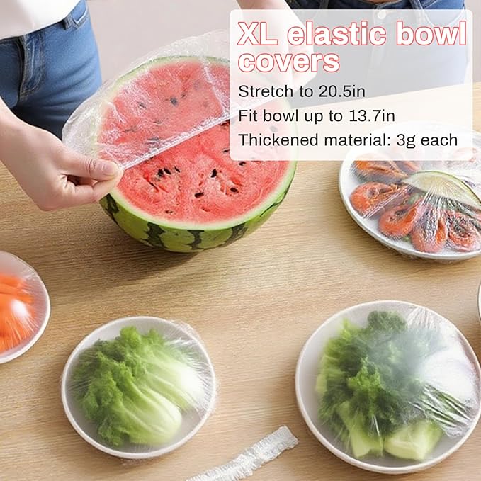 MAQIHAN 300 Bowl Covers Bread Proofing - Extra Large Plastic Wrap for Food Sourdough Bread Baking Rising Elastic Reusable Plate Covers Outdoor Food Fresh Keeping Bags Shower Cap Hair Deep Conditioning