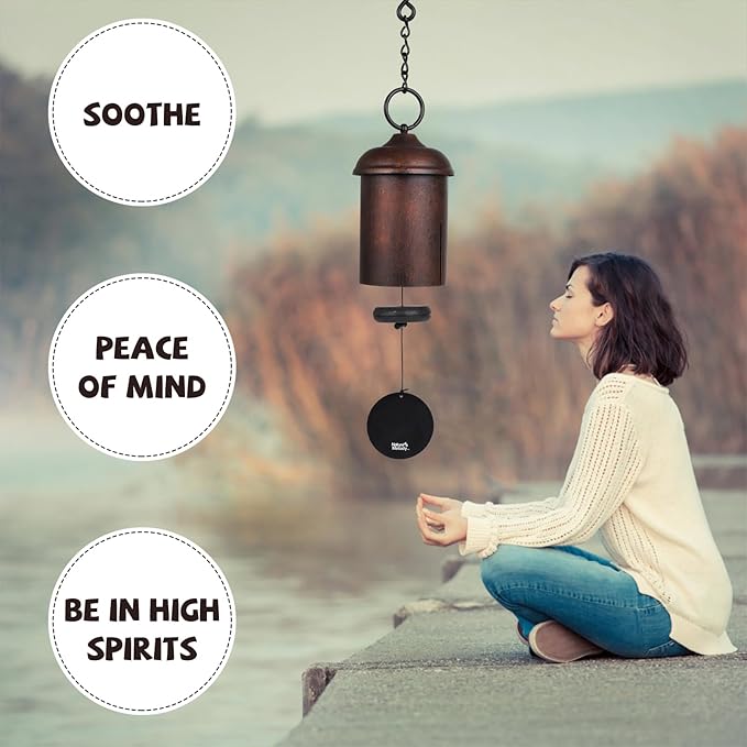 Deep Tone Wind Chimes for Outside - 22" Bronze Serenity Bell, Durable Anodized Aluminum Wind Chimes for Garden, Patio, Porch, Yard, Memorial and Housewarming Gifts, Weather-Resistant Outdoor Decor