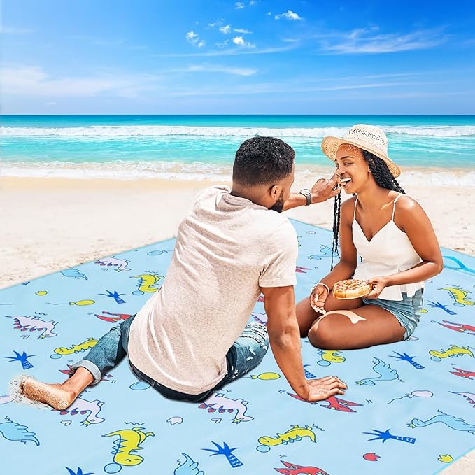 Large Picnic Blanket Waterproof Sand Free Beach Mat Foldable Picnic Mat Sandproof Beach Blanket Extra Large Grass Concert Blanket for Sporting Events, Family Picnic, Camping, Travel, Park