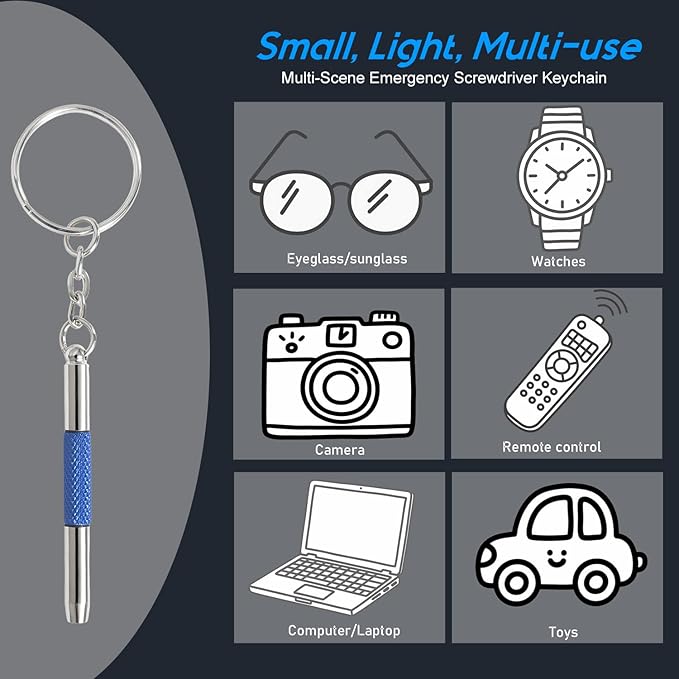 Eyeglass Keychain Screwdriver Repair Kit,MINGFIX 3 in 1 Eye Glasses Tightening Tools Set with Small Phillips,Flathead,Nut Driver Bit for Sunglasses,Eyeglasses and Others