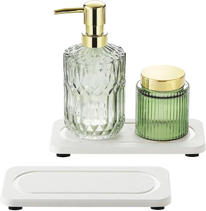 Homdiva 2Pack Water Absorbing Stone Tray for Sink, Diatomite Drying Coasters for Kitchen & Bathroom Counter, Kitchen Soap Dish Makeup Caddy, Dispenser Sponge Holder Space Organizer, White - 8"x 3.8"
