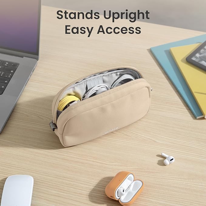 tomtoc Electronics Organizer Travel Case, Water Resistant Travel Bag Cable Organizer for Essentials, Tech Pouch Accessories Carry Storage for Cord, Phone, Cables, AirPods, USB Flash Drive, Daily Items