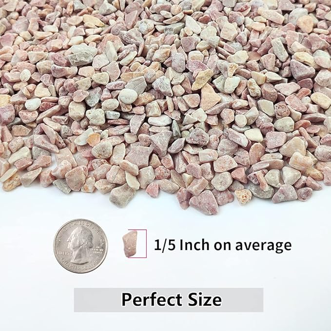 YISZM 2LB Succulent and Cactus Gravel Pebbles, 1/5 Inch Natural Decorative Polished Stones, River Rocks for Plants, Vases, Aquariums, Terrariums, and Outdoor Gardening, Peach