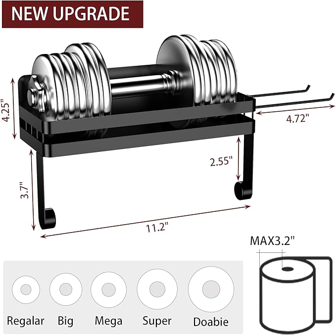 ZUNTO 2pcs Magnetic Paper Towel Holder for Fridge, Black Kitchen Organizer with Towel Roll Holder, Spice Shelf and 2 Hanging Racks (No Drilling)