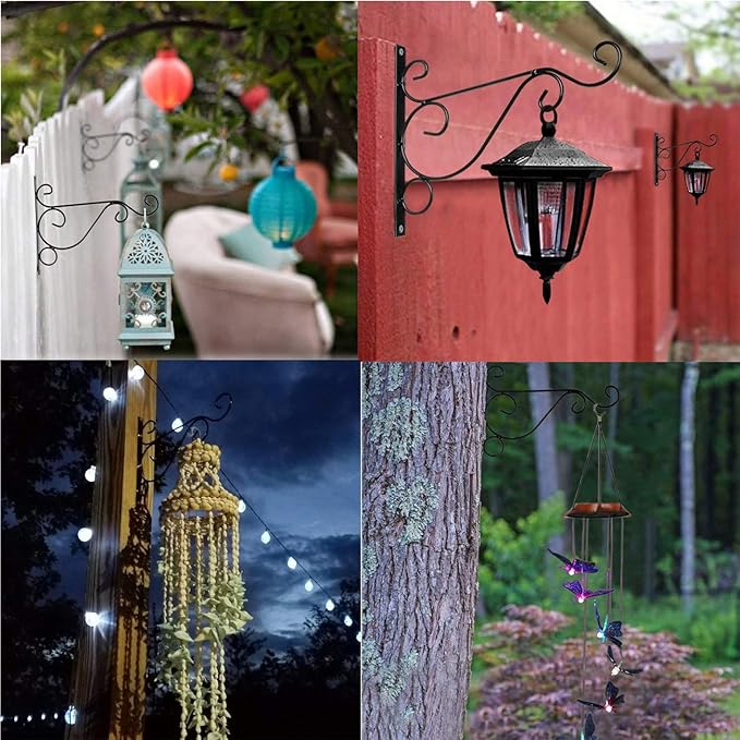TIHOOD 4PCS Metal Plant Bracket Iron Wall Mount Lanterns Hangers for Hanging Bird Feeders, Lanterns, Wind Chimes, Planters, Outdoor Decoration Hooks | Lanterns Hangers, for Hanging Bird Feeders, Lanterns, Wind Chimes, Planters, Outdoor Decoration Hooks