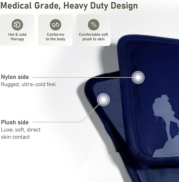 Medium Flexible Gel Ice Packs Reusable - Hot and Cold Soft Ice Packs for Injuries Reusable for Ankle, Arm, Foot, Leg, Back Pain Relief - 8" x 12" - 2PK - Blue