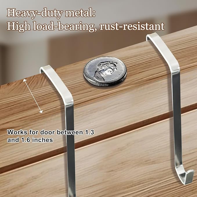 ANBSHUN 12 Pack Over The Door Metal Hook Hanger - Fits Interior Doors 1.45" Over The Door Towel Racks for Bathroom,Kitchen Hanging Clothes, Towels, Hats, Coats, Bags