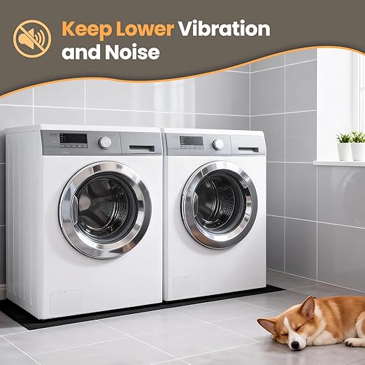 Washer Dryer Anti-Vibration Mat Foldable Rubber Mat for Washing Machine, Waterproof, Noise Reducing Pads Non-Slip Shockproof Mat for Floor Protection, 63 * 29.5 Inches