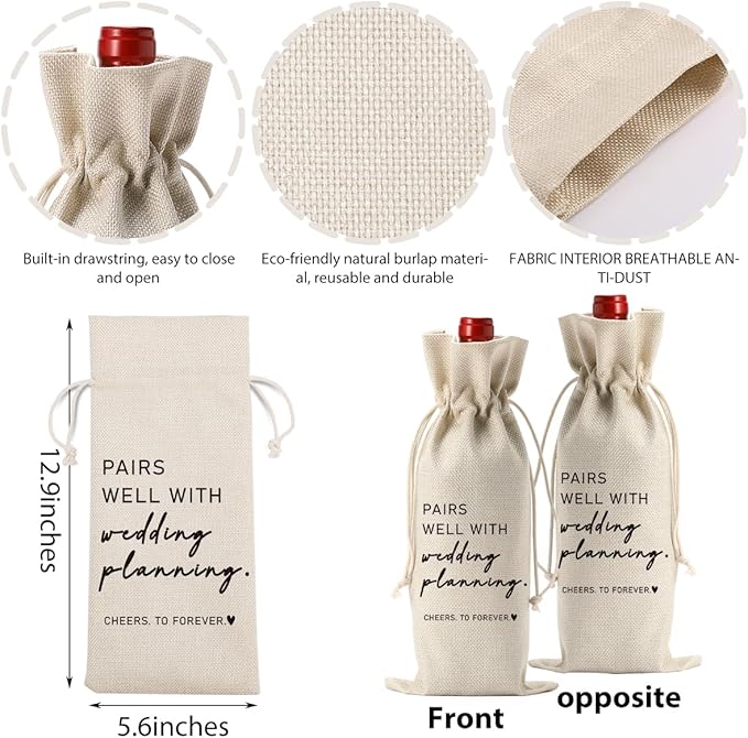 Engaged Engagement Bridal Shower Gifts for Couples Women Wedding Planning Wine Bag Engagement Party Decorations for Bride Pairs Well With Wedding Planning Wine Accessory Sets