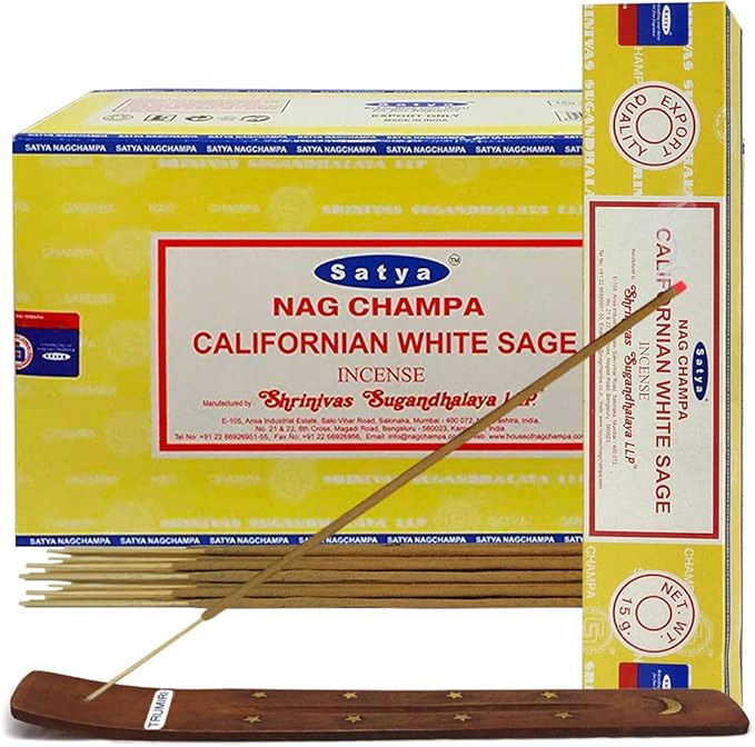 California White Sage Incense Sticks and Incense Stick Holder Bundle Insence Insense Satya