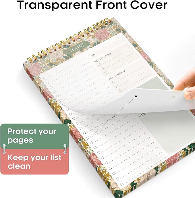 Taja To Do List Notepad - To Do List Notebook for Work with 52 Sheets, 9.8" x 6.5", Undated Daily Planner Perfect for Daily Tasks and Goal Setting, Notepad Suitable for Office, Home & School - Olive Grove
