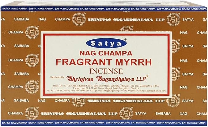 Fragrant Myrhh Incense Sticks and Incense Stick Holder Bundle Insence Insense Satya
