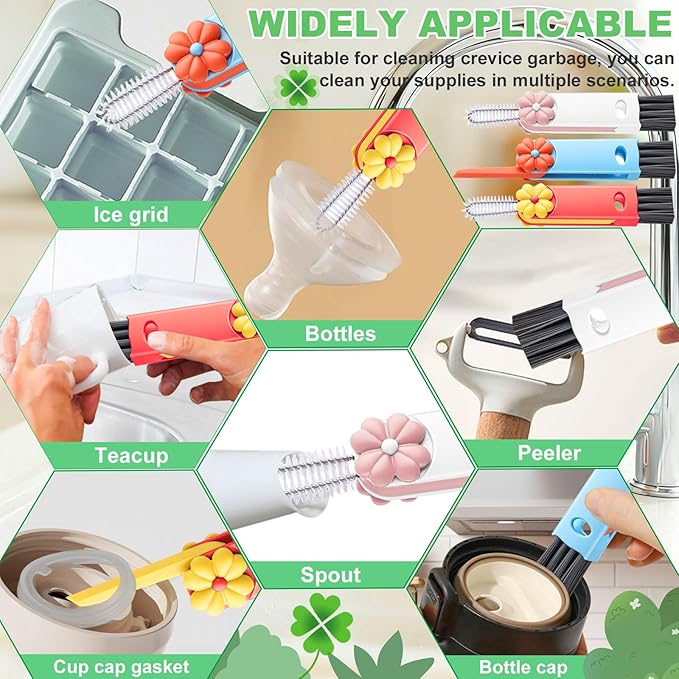 3 in 1 Cup Lid Cleaning Brush, Multifunctional Gap Cleaning Brush, Home Kitchen Crevice Brush, Portable Bottle Cleaner Brush for Cleaning Tight Spaces, Bottle Gaps, Travel Mug Caps(3 PCS)