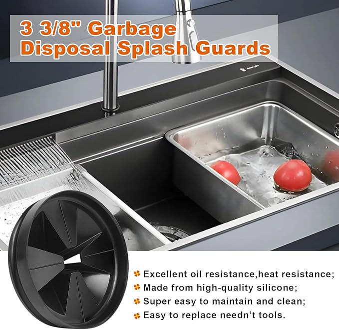 Garbage Disposal Splash Guards, 3 3/8" Kitchen Sink Splash Guard, QCB-AM Garbage Disposal Stopper (2)