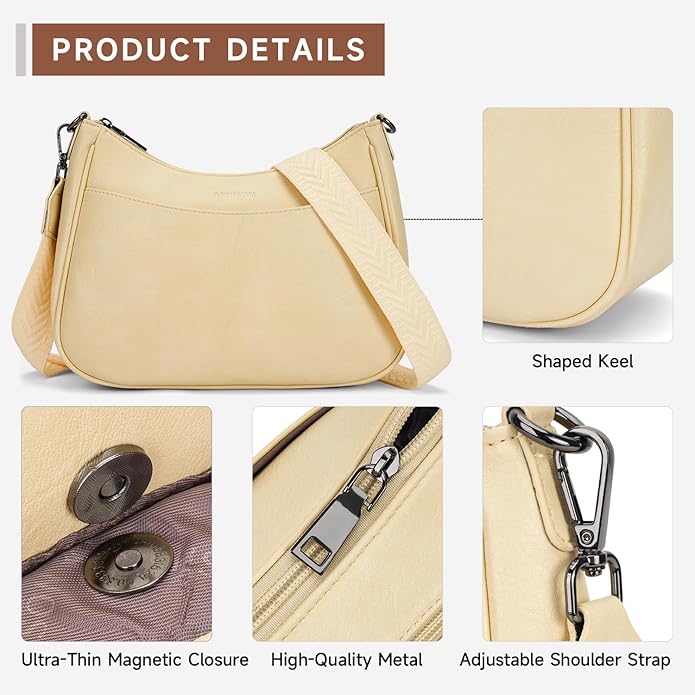 APHISON Trendy Leather Crossbody Purse with Adjustable Strap, Women's Shoulder Handbag