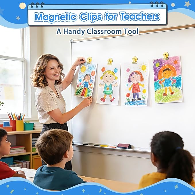 Grtard 20 Pack Magnetic Clips Heavy Duty, Magnet Clips for Fridge, Refrigerator Magnets with Clip, No-Scratch Strong Magnetic Clip for Refrigerator, Whiteboard, Cruise Cabins, Locker (Gold)
