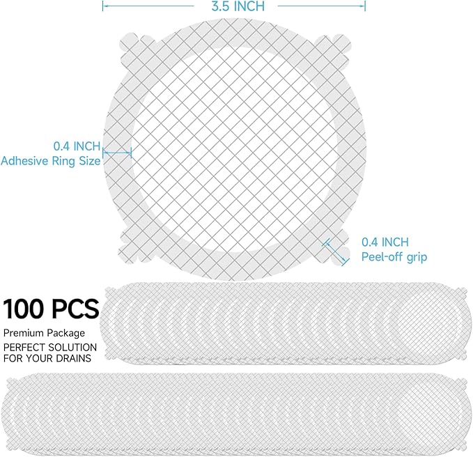 VIVIDLY 50 Pack Disposable Shower Drain Cover Hair Catcher Shower Drain Mesh Stickers, Bathroom, Bathtub, Kitchen, Sink, for Human and pet Hair (50)