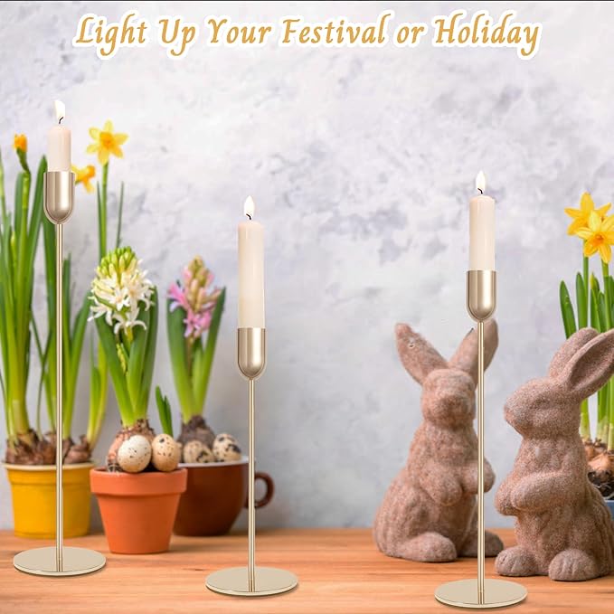 18 PCE Glod Candle Holders Set, Vintage Taper & Pillar Candle Sticks for Wedding, Dining Table, Fireplace Mantel, Elegant Home Decor, Housewarming Gift, Festive Centerpiece