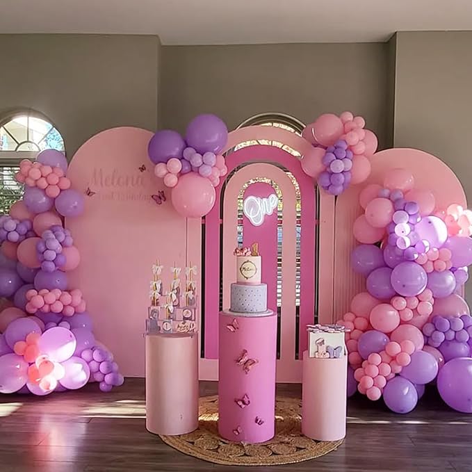 Pink and Purple Balloon Garland Arch Kit, 120Pcs Purple Light Pink Bow Balloons in 8/12/5 Inch Different Sizes for Girl Women Bridal Wedding Birthday Baby Shower Party Decoration